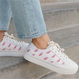 GUC Soludos White and Pink Lightning Sneakers 9.5